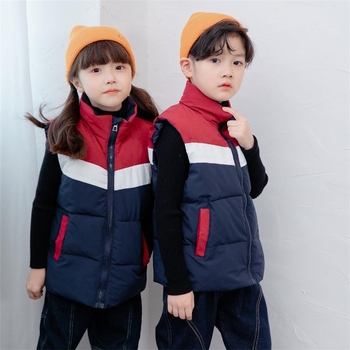 Laste puuvillane udusulgedest vest sügiseks ja talveks poistele ja tüdrukutele, sobiva värvi beebi soe vest kolledži stiilis lasteaiavest