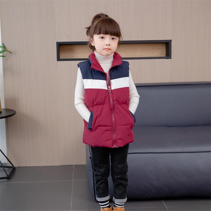 Laste puuvillane udusulgedest vest sügiseks ja talveks poistele ja tüdrukutele, sobiva värvi beebi soe vest kolledži stiilis lasteaiavest