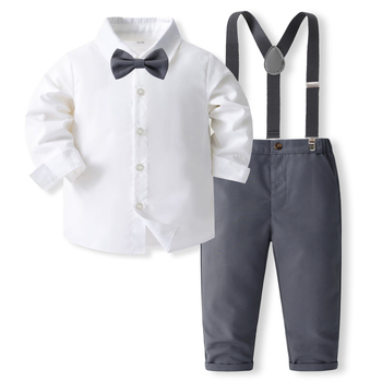 Chlapčenský oblek s mašľou a ramienkami, nové jarné a jesenné šaty, detské klavírne šaty pre hostiteľa