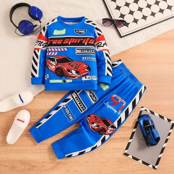 Διασυνοριακά αγόρια και παιδιά χαλαρά τάση αναψυχής αγωνιστικό μοτίβο μόδας άνετο κοστούμι εξωτερικού εμπορίου