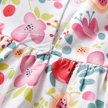 2023 Καλοκαιρινά νέα κοριτσίστικα λουλούδια βαμβακερή φούστα με φουσκωτά μανίκια, παιδικό φόρεμα χαριτωμένα παιδικά ρούχα