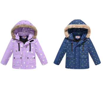 Φθινοπωρινό και Χειμερινό Νέο Στυλ Παιδικό Ρούχο με Στάμπα, Χαριτωμένο και Γλυκό Γούνινο Γιακά, Κουκούλα, Βαμβακερό Παντελόνι με Τσέπες και Φτερά, Βαμβακερό Τζάκετ