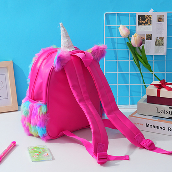 Jauna multfilmas krāsaina vienradža plīša soma izsmalcināta bantīšu izšuvuma modes mugursoma platjoslas dekompresijas mugursoma