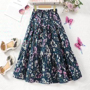 Naujas mergaitiškas gėlėmis margintas sijonas su skersiniais kraštais – plaukų karta