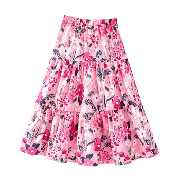 Naujas mergaitiškas gėlėmis margintas sijonas su skersiniais kraštais – plaukų karta