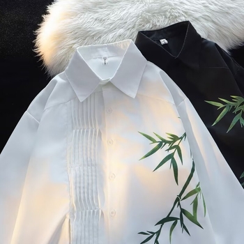 Νέο Κινέζικο Στυλ Κεντημένο Μακρυμάνικο Πουκάμισο με Αγκράφα για Ανδρική Χρήση Design Sense Υψηλής Ποιότητας Τανγκ Κοστούμι Άνοιξη και Φθινόπωρο Νέο Στυλ