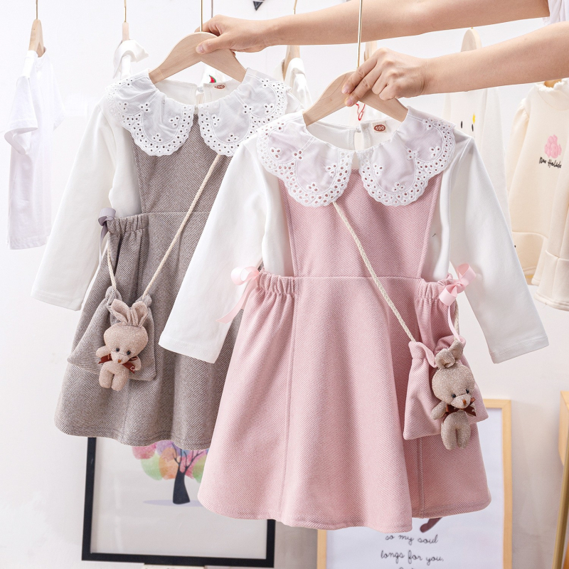 Jesenska haljina za djevojčice, proljeće i jesen 2025., novo dječje odijelo s dugim rukavima, dvodijelna haljina za bebe, princeza