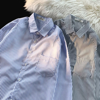 Pánske modré pruhované tričko s dlhým rukávom, jesenné tričko so soľnou základňou, palcové tričko, ležérny kabát, pánsky kabát, generácia vlasov