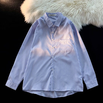 Синя раирана мъжка риза с дълъг ръкав, есенна солена база, инчова риза, ежедневна риза, палто, мъжко палто, поколение коса