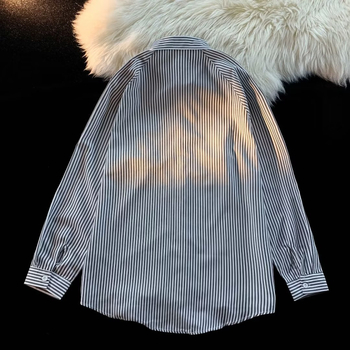 Синя раирана мъжка риза с дълъг ръкав, есенна солена база, инчова риза, ежедневна риза, палто, мъжко палто, поколение коса