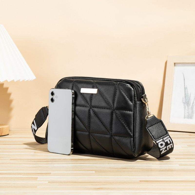 Rombična vezena torba za žene, moderna torba preko ramena, nova jednostavna torba, ležerna, jednobojna, mala kvadratna torba iz 2024.