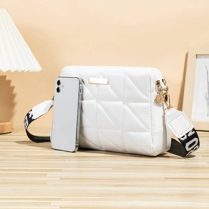 Rombična vezena torba za žene, moderna torba preko ramena, nova jednostavna torba, ležerna, jednobojna, mala kvadratna torba iz 2024.