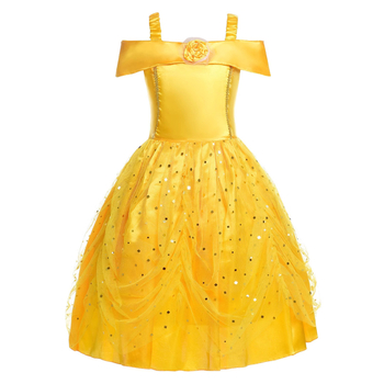 Piiriülene Euroopa ja Ameerika Belle printsessi kleit tüdrukute varrukateta sünnipäevakleit Cosplay Halloweeni kostüüm