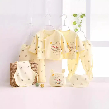 Naujagimio septynių dalių komplektas iš medvilnės, kelių dalių komplektas, minkštas ir patogus, dovanojantis pilnaties drabužius 0-3 mėnesių kūdikiams