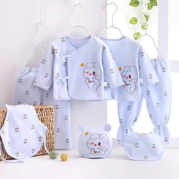 Naujagimio septynių dalių komplektas iš medvilnės, kelių dalių komplektas, minkštas ir patogus, dovanojantis pilnaties drabužius 0-3 mėnesių kūdikiams