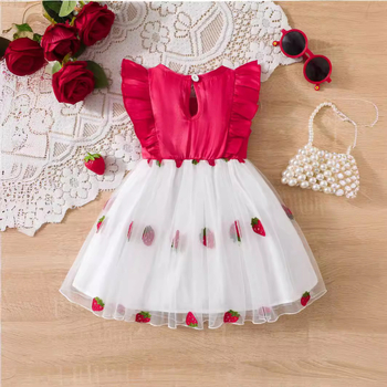 Európske a americké detské oblečenie, letné sieťované princeznovské dievčenské šaty bez rukávov, detská princeznovská sukňa