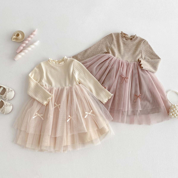 Φόρεμα για κορίτσια Άνοιξη και Φθινόπωρο Νέο Δυτικό Στυλ Φούστα Γάζας για Μωρά Κορίτσια Παιδική Φούστα Γάζας με Μακρυμάνικο Φούστα Γάζας Πριγκίπισσας