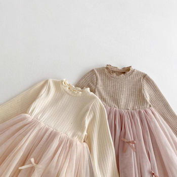 Φόρεμα για κορίτσια Άνοιξη και Φθινόπωρο Νέο Δυτικό Στυλ Φούστα Γάζας για Μωρά Κορίτσια Παιδική Φούστα Γάζας με Μακρυμάνικο Φούστα Γάζας Πριγκίπισσας