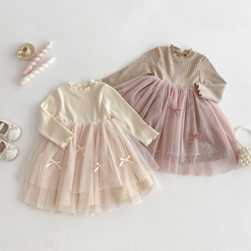 Djevojačka haljina Proljeće i jesen Nova zapadnjačka stilska gaza suknja za djevojčice Dječji donji dio gornje odjeće Dugi rukavi Princeza gaza suknja