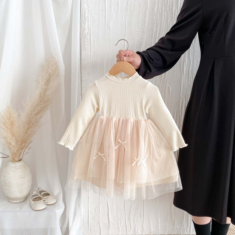 Djevojačka haljina Proljeće i jesen Nova zapadnjačka stilska gaza suknja za djevojčice Dječji donji dio gornje odjeće Dugi rukavi Princeza gaza suknja
