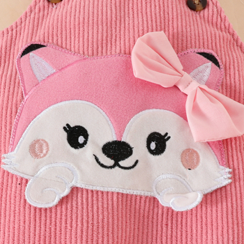 Amazon Baby Cute Fox Love Pattern Long Sleeve Trokutasto korduroy odijelo s mašnom na naramenicama