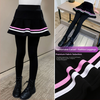 Κοριτσίστικο παντελόνι με βελούδινη φούστα, χοντρό χειμερινό εξωτερικό παντελόνι, παιδικό κολάν 2022, νέο μεγάλο παιδικό μαύρο culottes, παιδικό ένδυμα