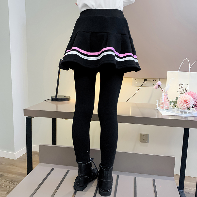 Dievčenské nohavice, sukňa, zamat, hrubé zimné oblečenie, vrchné nohavice, detské legíny, nové 2022, veľkosť L, detské čierne culottes