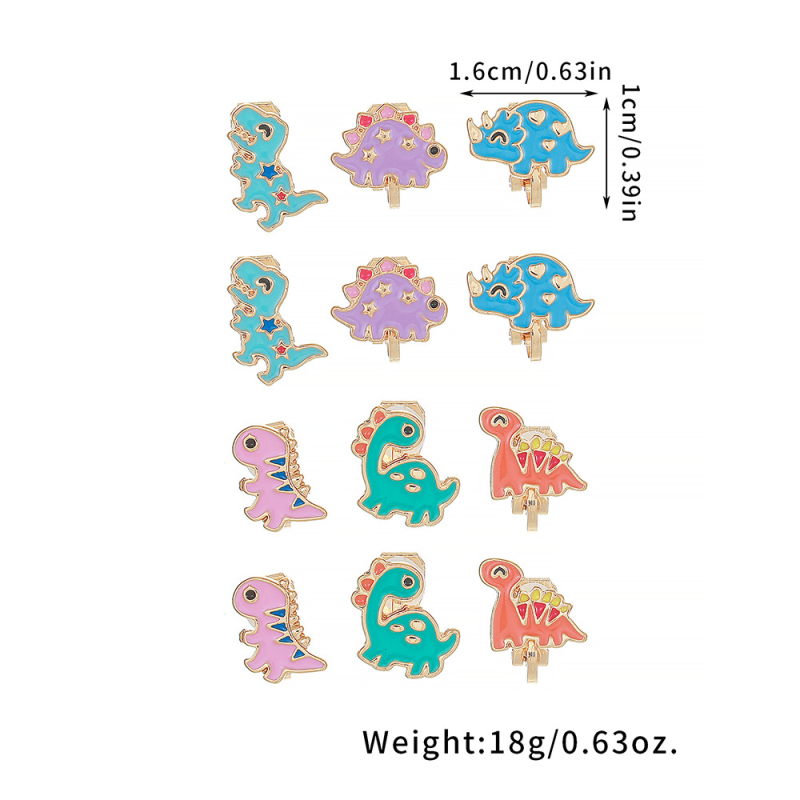 Tarpvalstybinis karšto išpardavimo animacinių filmukų katės dinozauro rašto ausų segtukas, spalvos lydinio lašo formos aliejaus ausų kaulo segtukas, vaikiški papuošalai