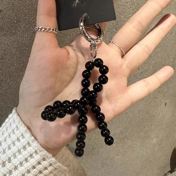 6 χιλιοστά αλυσίδα κινητού τηλεφώνου με τόξο από μαργαριτάρι, στρογγυλό μπρελόκ από κράμα, γυναικείο κρεμαστό κόσμημα τσάντας, κορδόνι κινητού τηλεφώνου