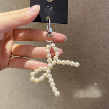 6 χιλιοστά αλυσίδα κινητού τηλεφώνου με τόξο από μαργαριτάρι, στρογγυλό μπρελόκ από κράμα, γυναικείο κρεμαστό κόσμημα τσάντας, κορδόνι κινητού τηλεφώνου