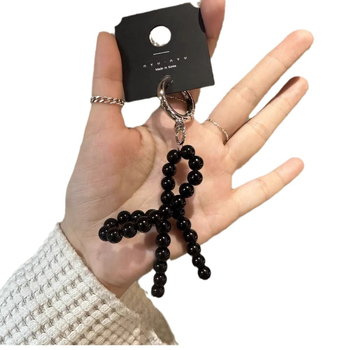 6 χιλιοστά αλυσίδα κινητού τηλεφώνου με τόξο από μαργαριτάρι, στρογγυλό μπρελόκ από κράμα, γυναικείο κρεμαστό κόσμημα τσάντας, κορδόνι κινητού τηλεφώνου