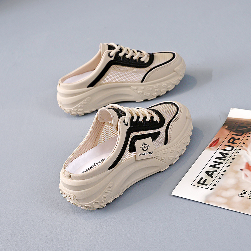 Ležerne ženske cipele s polukliznim podplatom za ljeto, tenisice bez natikača, nove mrežaste sandale Q070