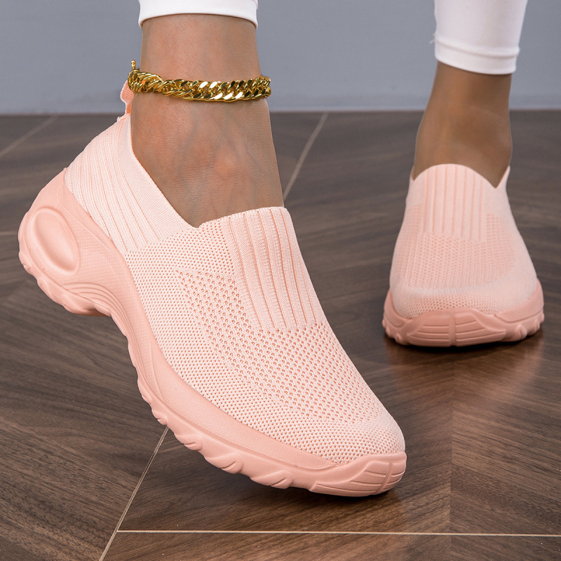 2025 Nové turistické topánky pre mamičky, priedušné nazúvacie topánky pre stredného veku zo sieťoviny, športové topánky na ležérnu hrubú podrážku, zosilňujúce chvenie, dámske topánky