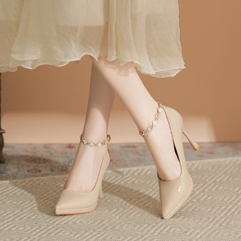 Γαλλικά Στυλ Ψηλοτάκουνα Παπούτσια με Αδιάβροχη Πλατφόρμα και Αγκράφα, Γυναικεία, Μικρά, Κομψά, Λεπτά, Ρηχά, Χωρίς Τακούνι, Χωρίς Κούραση