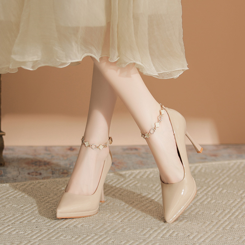 Γαλλικά Στυλ Ψηλοτάκουνα Παπούτσια με Αδιάβροχη Πλατφόρμα και Αγκράφα, Γυναικεία, Μικρά, Κομψά, Λεπτά, Ρηχά, Χωρίς Τακούνι, Χωρίς Κούραση