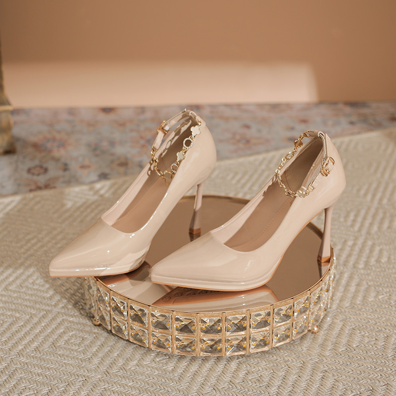 Γαλλικά Στυλ Ψηλοτάκουνα Παπούτσια με Αδιάβροχη Πλατφόρμα και Αγκράφα, Γυναικεία, Μικρά, Κομψά, Λεπτά, Ρηχά, Χωρίς Τακούνι, Χωρίς Κούραση