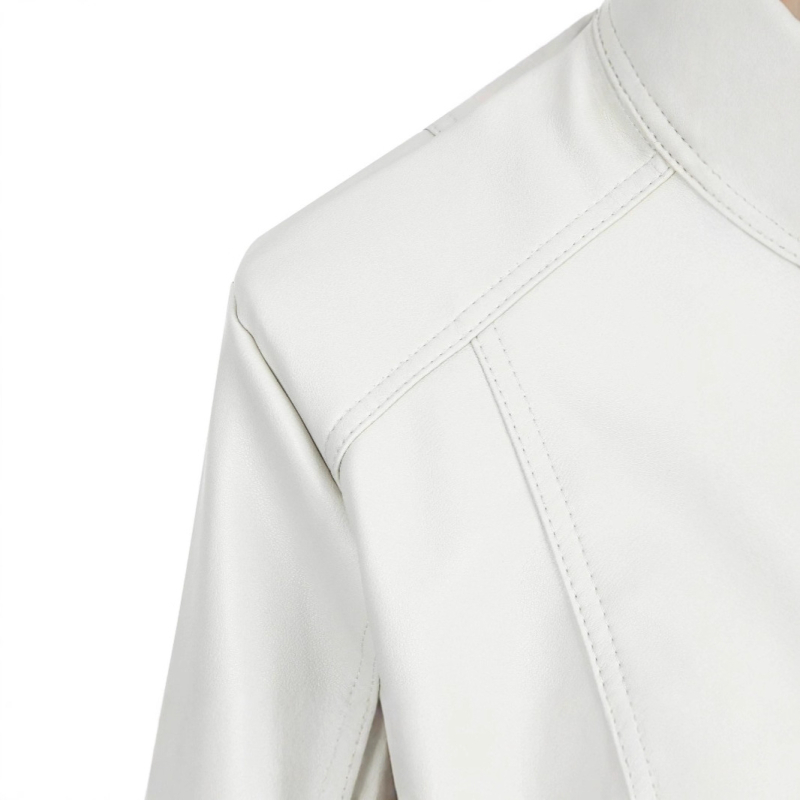 Sügiseks uus saleda lõikega lühikeste pikkade varrukatega püstkraega petite stiilne salendav PU nahktagi naistele