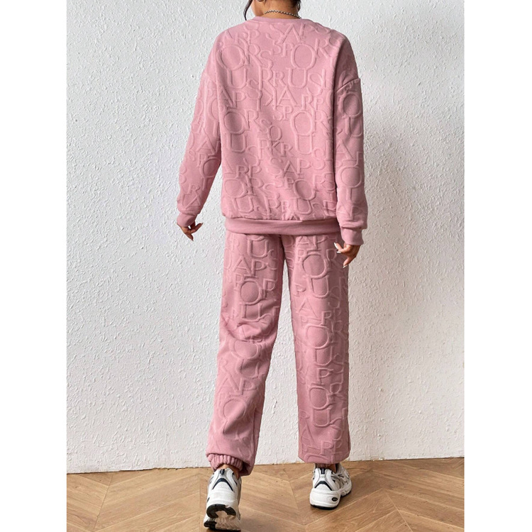 Jesenske i zimske jednobojne hlače s okruglim izrezom i dugim rukavima, odijelo u stilu lijenog francuskog jesenskog ležernog, svestrane ženske odjeće