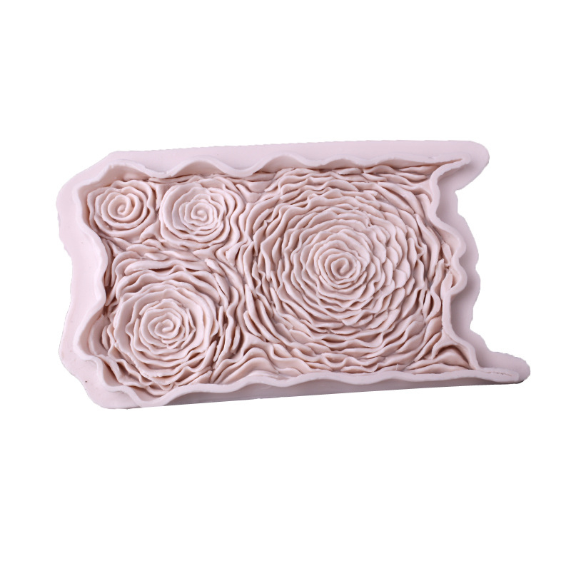 Simuleeritud lillega silikoonvorm roosist šokolaadilillega pööratava servaga silikoonist dekoratiivvorm