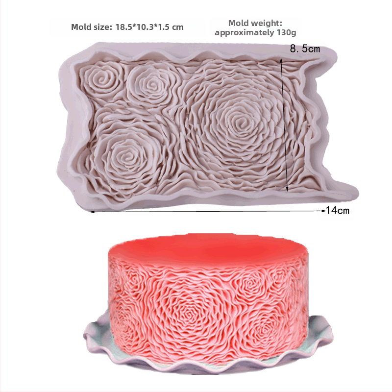 Simuleeritud lillega silikoonvorm roosist šokolaadilillega pööratava servaga silikoonist dekoratiivvorm
