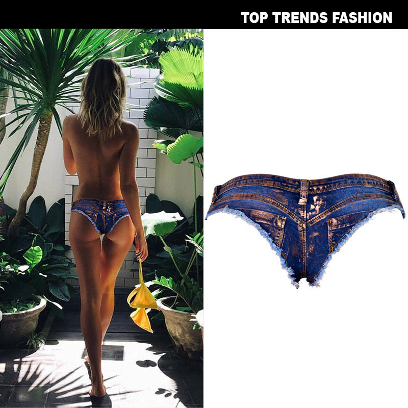 Europske i američke gaćice s niskim strukom, rastezljive metalne traperice s metalnim brončanim zatvaračem, vruće hlačice za djevojke koje otkrivaju bokove