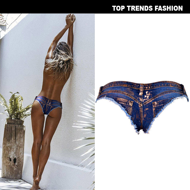 Europske i američke gaćice s niskim strukom, rastezljive metalne traperice s metalnim brončanim zatvaračem, vruće hlačice za djevojke koje otkrivaju bokove