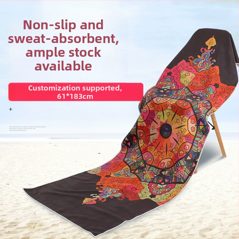 Неплъзгаща се двустранна кадифена постелка за йога с щампа от мека фитнес кърпа за упражнения и йога от микрофибър