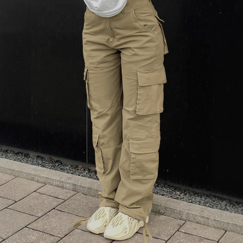 Tk423 2024 Čistý polyester Európsky a americký štýl Športové cargo nohavice s ôsmimi vreckami a harmonikovým vreckom Ležérne všestranné