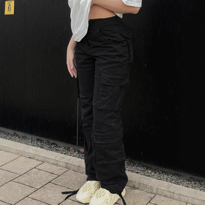 Tk423 2024 Čistý polyester Európsky a americký štýl Športové cargo nohavice s ôsmimi vreckami a harmonikovým vreckom Ležérne všestranné