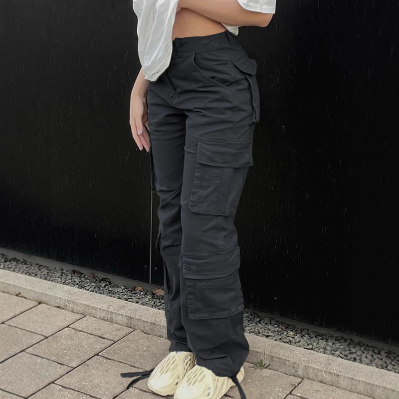 Tk423 2024 Čistý polyester Európsky a americký štýl Športové cargo nohavice s ôsmimi vreckami a harmonikovým vreckom Ležérne všestranné