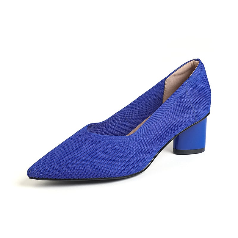 Princeza, ženske visoke pete, debele pete, nove, špicaste, s V-ustima, ravnim uzorkom, čiste boje, svestrane, francuske djevojačke cipele, moderne i svestrane