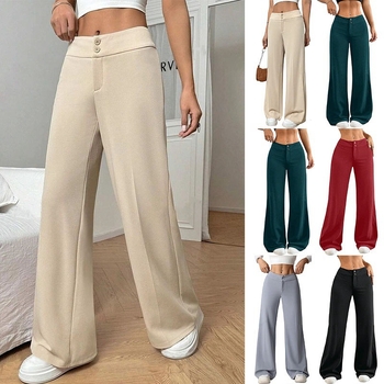 Amazon Európske a americké cezhraničné všestranné nové dámske oblečenie Jednofarebné vysoké pásové voľné elastické mierne rozšírené zahraničné obchodné ležérne široké nohavice pre ženy