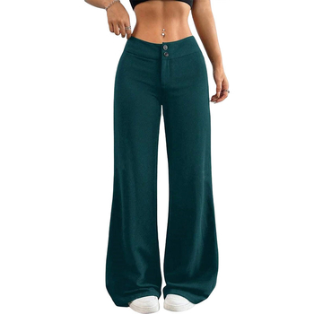 Amazon Европейски и американски трансгранични универсални нови дамски дрехи, плътен цвят, висока талия, свободни, еластични, леко разкроени, външна търговия, ежедневни, широки крачоли за жени