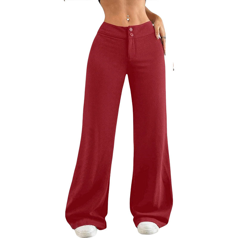 Amazon Európske a americké cezhraničné všestranné nové dámske oblečenie Jednofarebné vysoké pásové voľné elastické mierne rozšírené zahraničné obchodné ležérne široké nohavice pre ženy